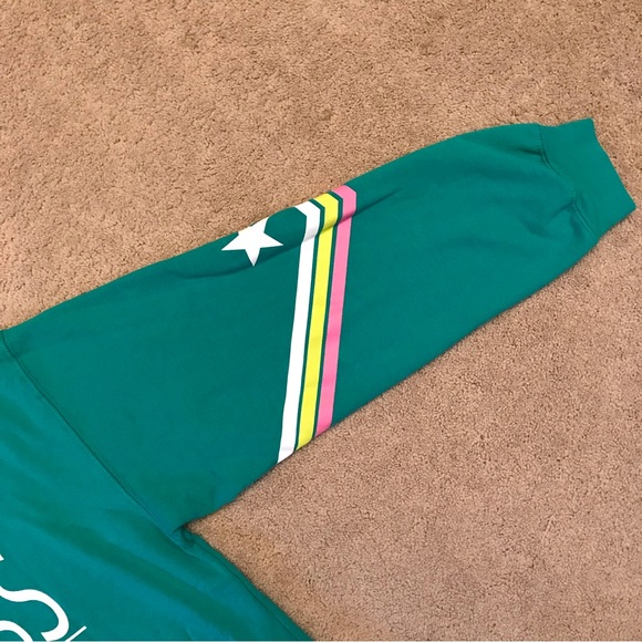 Kindness Is Universal Sweatshirt Womens Plus Size XXL Junior Green Jersey Stripe - Picture 5 of 8